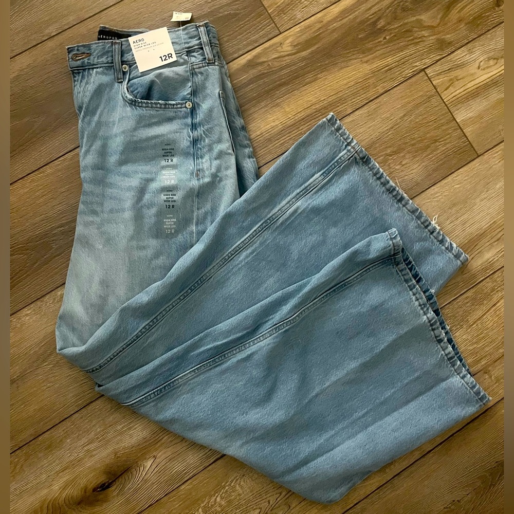 super wide leg high rise jeans